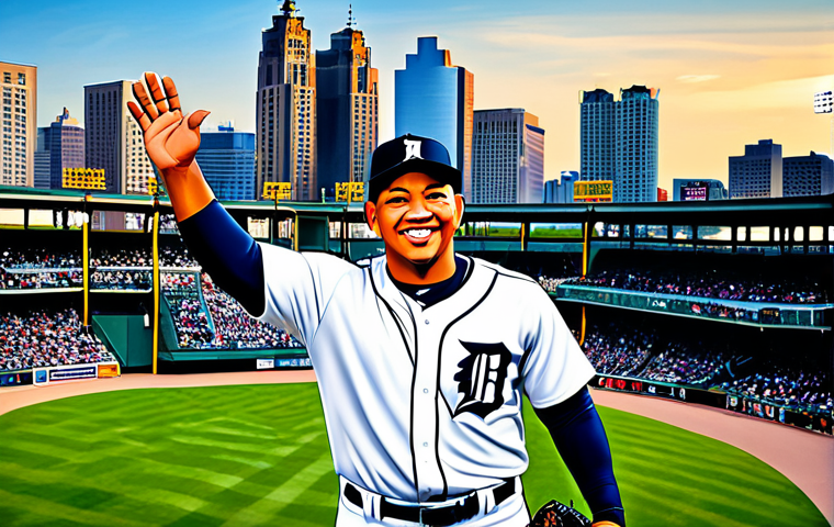미구엘 카브레라의 타격 기록 - The Hitting Artist**

"Miguel Cabrera at bat in Comerica Park, Detroit, focused and determined, wear...