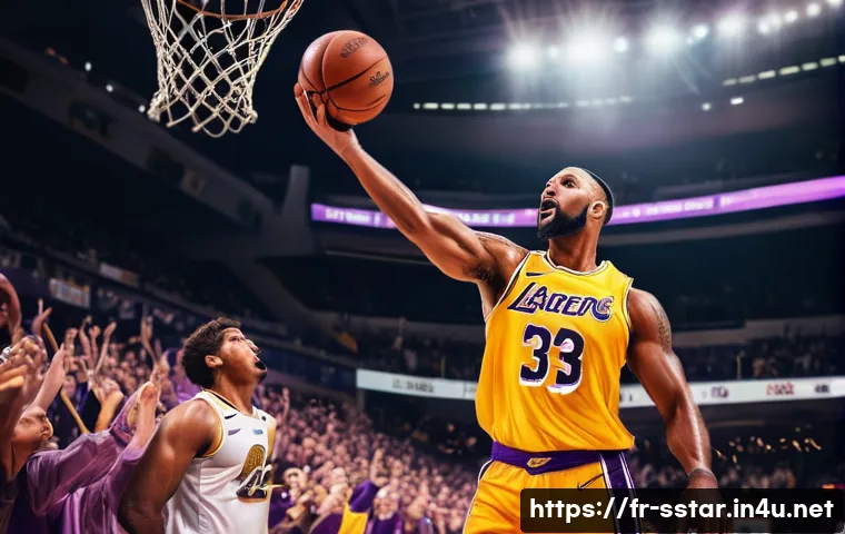 코비 브라이언트 마지막 경기 리뷰 - An intense basketball game scene capturing a veteran male player in his late 30s, wearing a classic ...