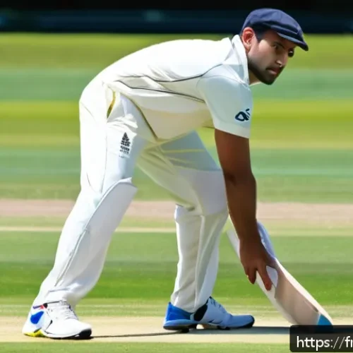브렛 리의 스피드 볼 비결 - A detailed scene of a professional cricket player preparing to bowl on a sunny cricket ground in Eng...
