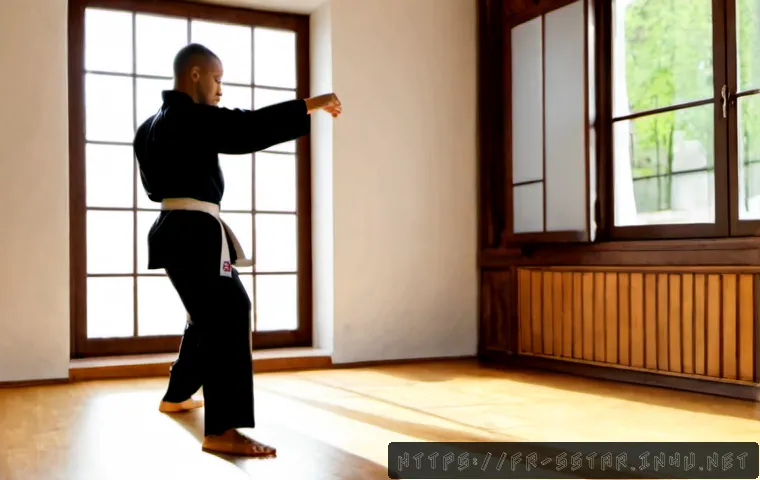 Home 17 이소룡 무술 기술 분석 - Photorealistic martial arts technique analysis scene in a bright French training studio, athletic ad...